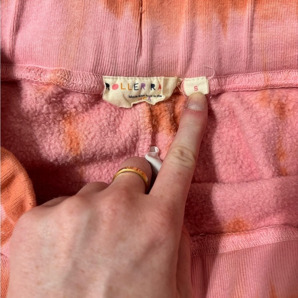 ROLLER RABBIT - SIZE SMALL - PINK AND ORANGE TIE DYE SWEATPANTS - Picture 2 of 4